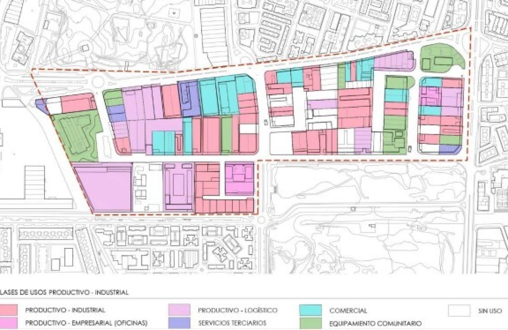 Usos actuales del polígono San Rafael, en Málaga.