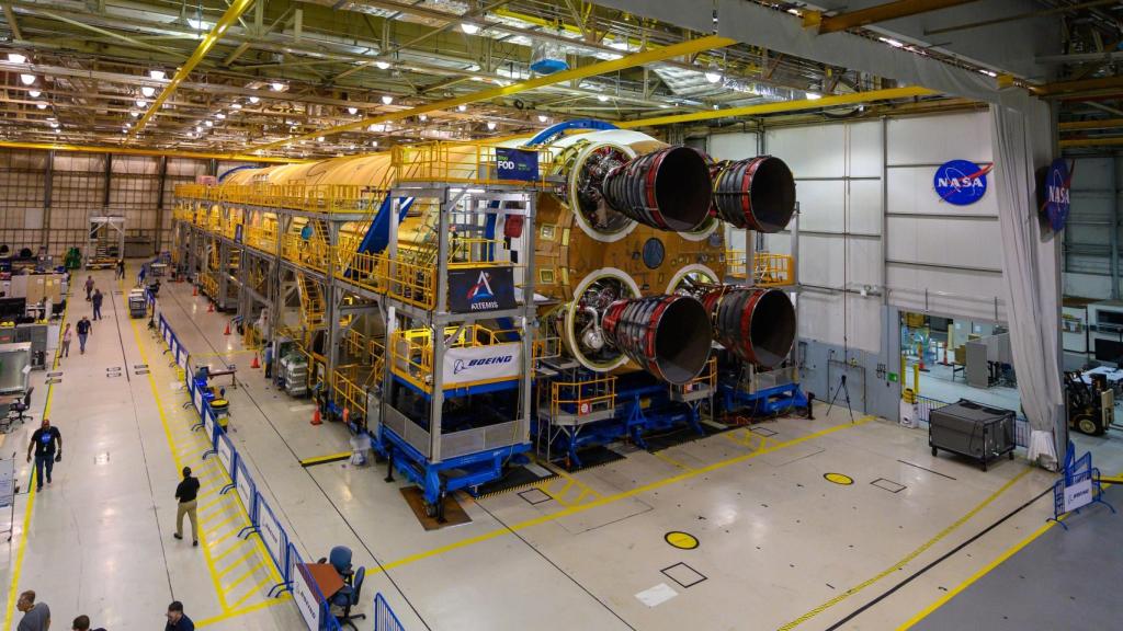 Módulo central de SLS con los motores RS-25