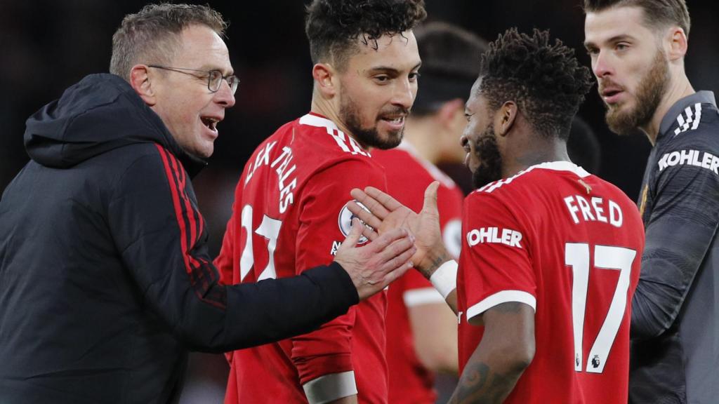 Ralf Rangnick felicita a Fred y David de Gea