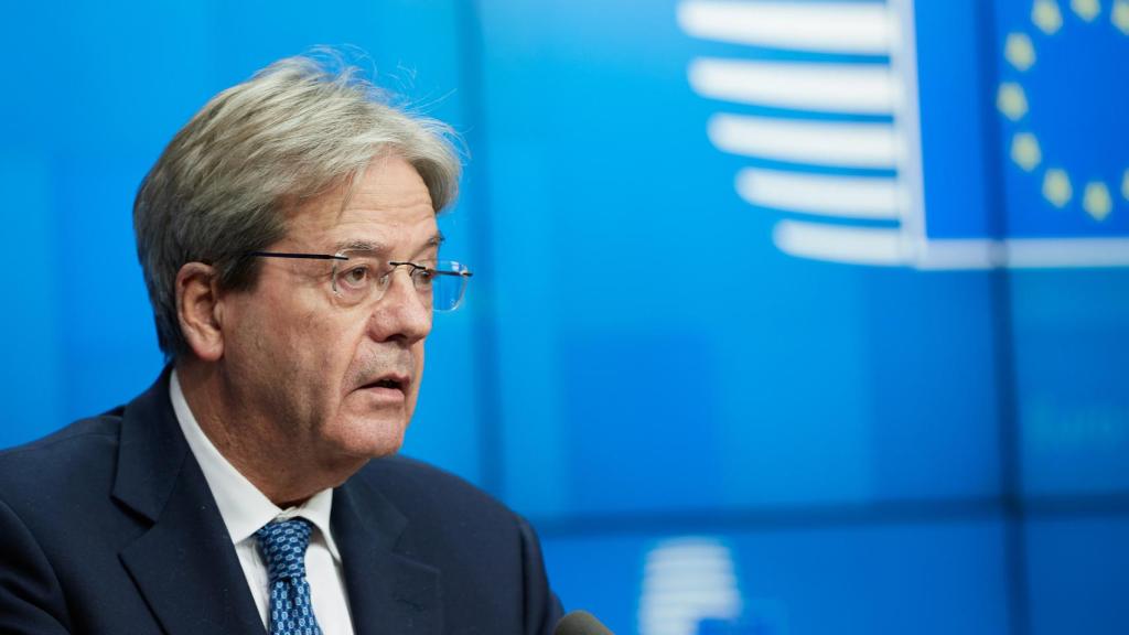 El comisario de Asuntos Económicos, Paolo Gentiloni, durante el Eurogrupo de este lunes