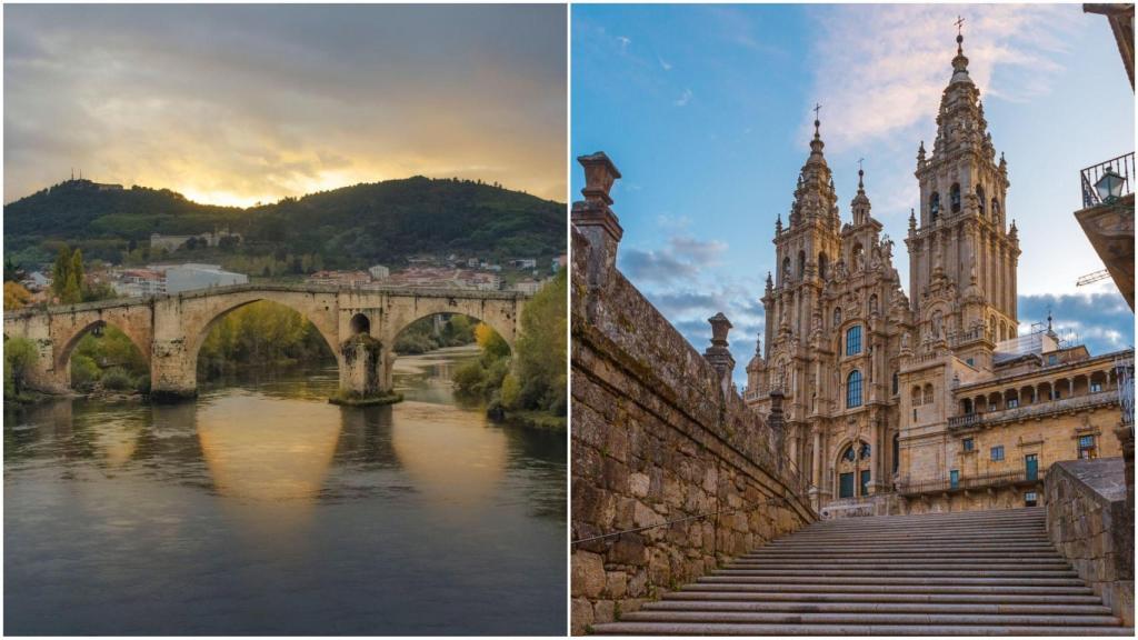 Ourense (izquierda) tiene seis veces más incidencia que Santiago de Compostela (derecha)