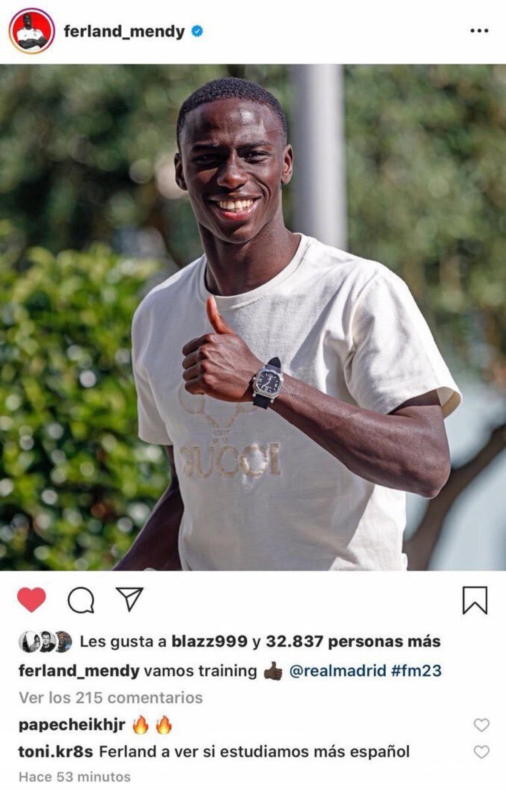 La publicación de Ferland Mendy y la burla de Toni Kroos.
