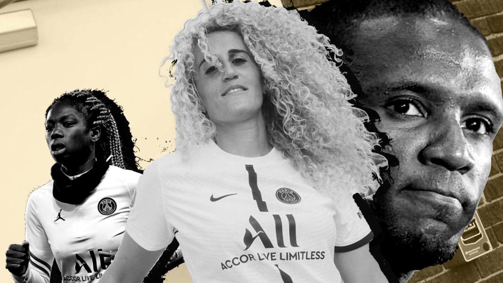 Aminata Diallo, Kheira Hamraoui y Eric Abidal, en un fotomontaje.