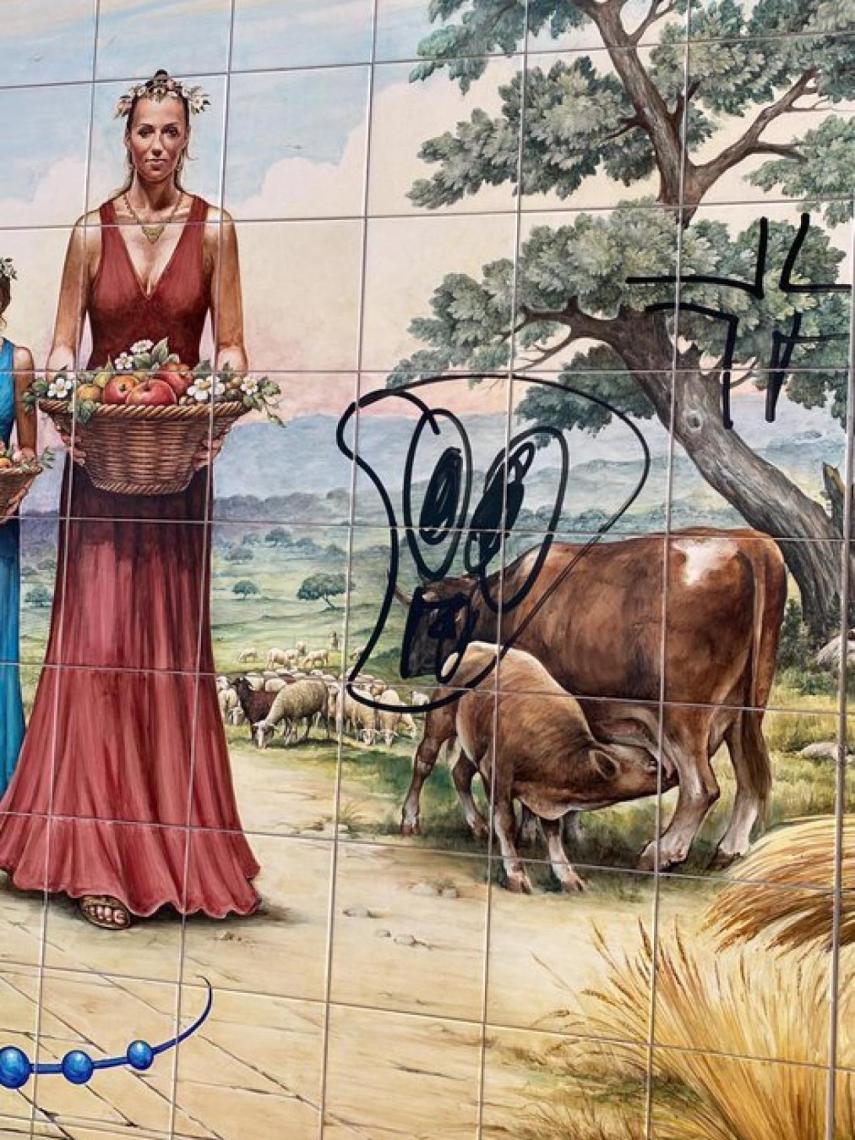 Imagen difundida por el Ayuntamiento de Talavera en una de los paneles cerámicos de la ciudad