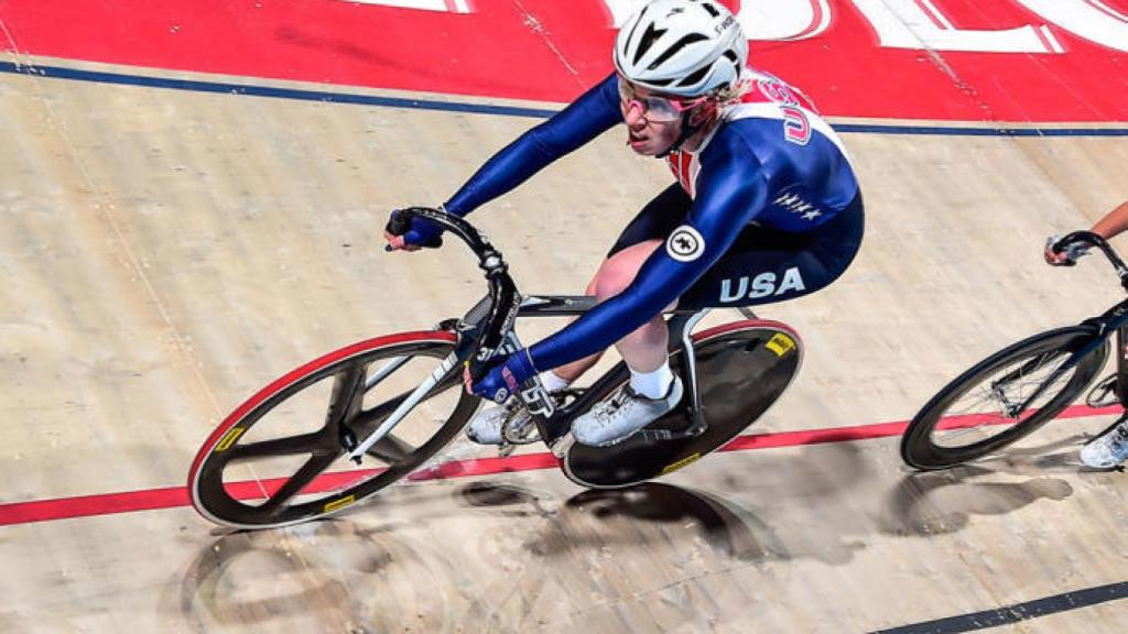 Christina Birch, compitiendo con el equipo de Estados Unidos de ciclismo en pista