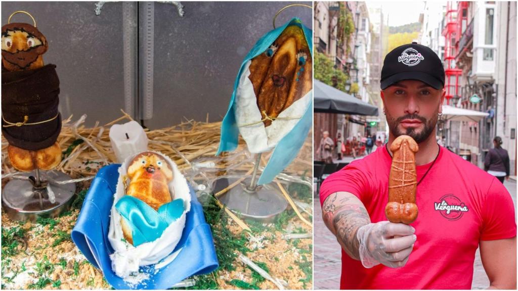 Andrea, dueño de La Verguería, pastelería que ha expuesto el belén erótico.