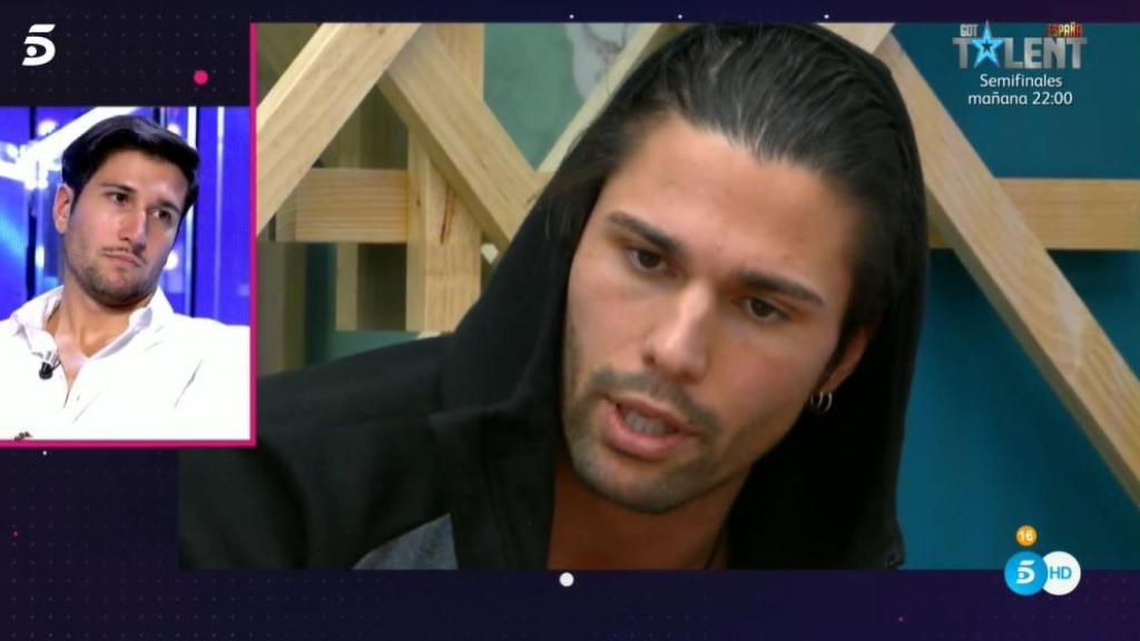 Luca Onestini discutiendo con Cristina ante la atenta mirada de su hermano, Gianmarco.