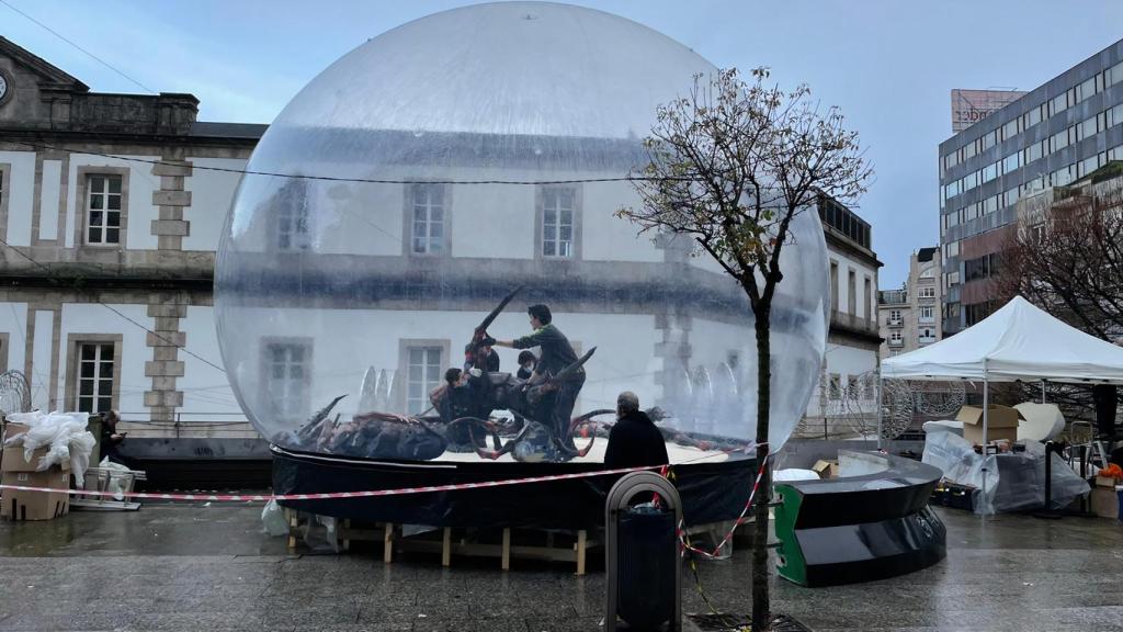 Montaje de la promoción de ‘The Witcher’ en Vigo.