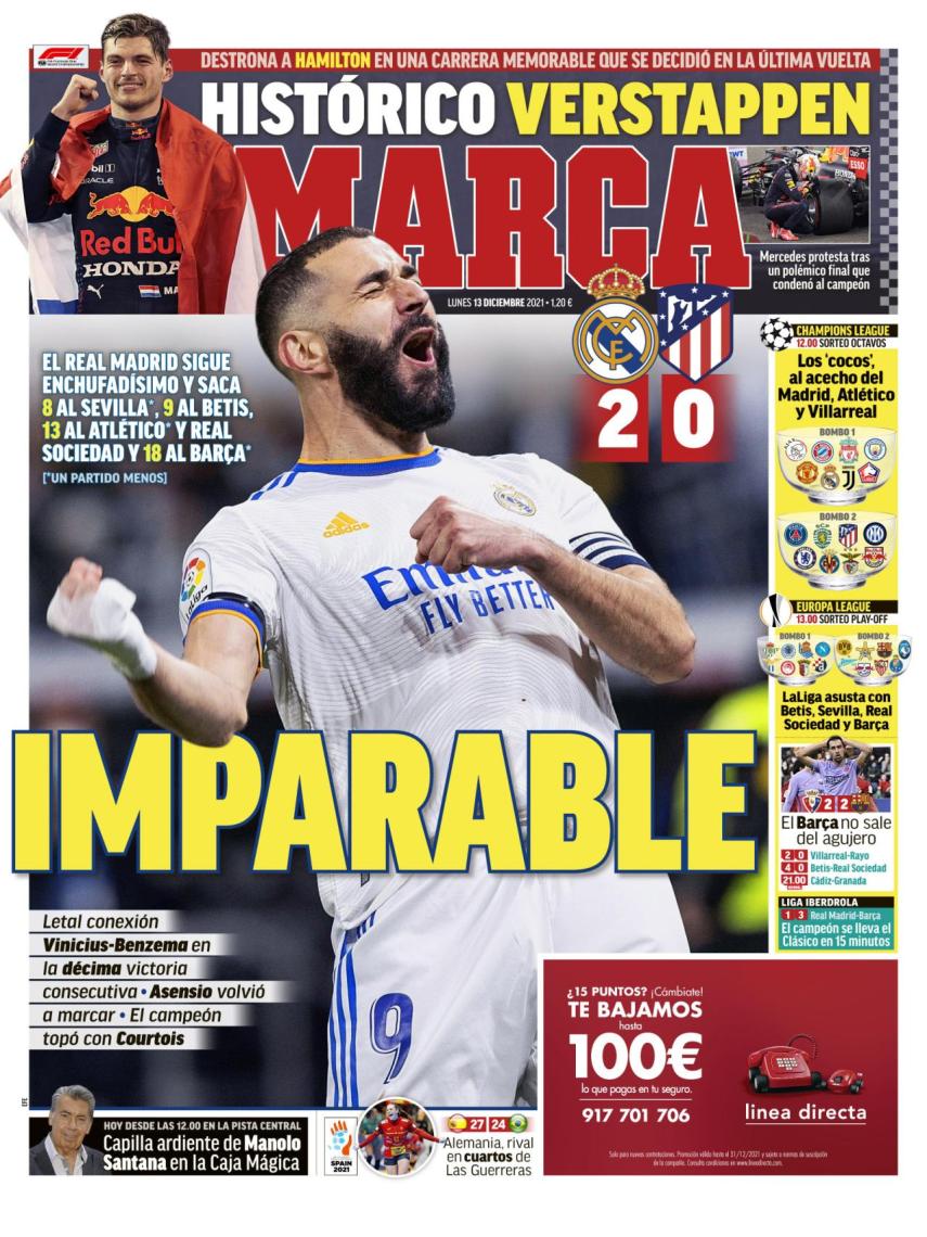La portada del diario Marca (13/12/2021)