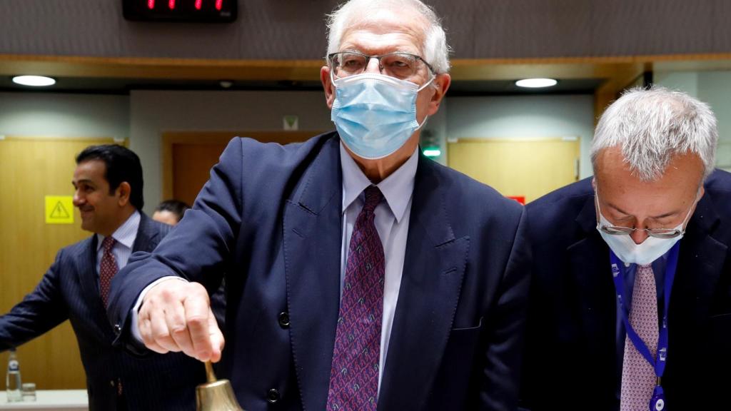 El jefe de la diplomacia europea, Josep Borrell, durante la reunión de este lunes en Bruselas