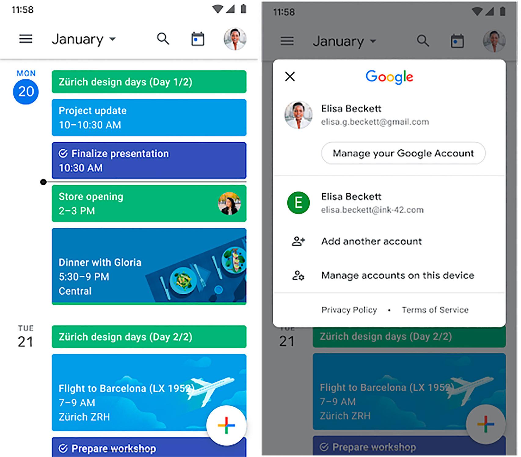 El selector de cuentas