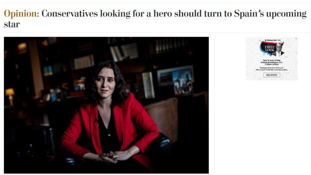 Isabel Díaz Ayuso en 'The Washington Post'.