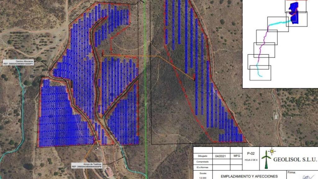 Detalle de la localización de los paneles solares.