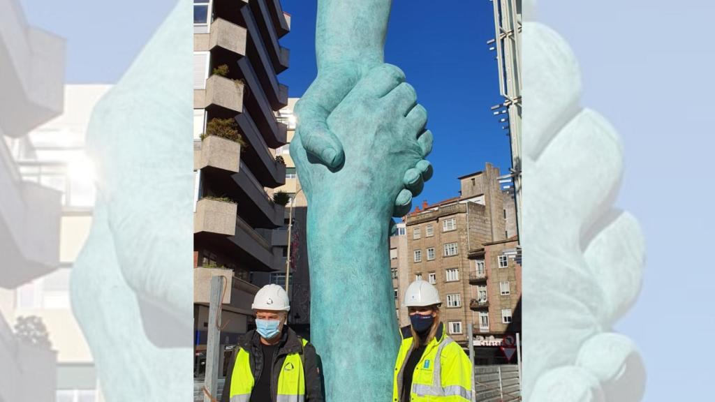 La escultura Acordo Xusto.