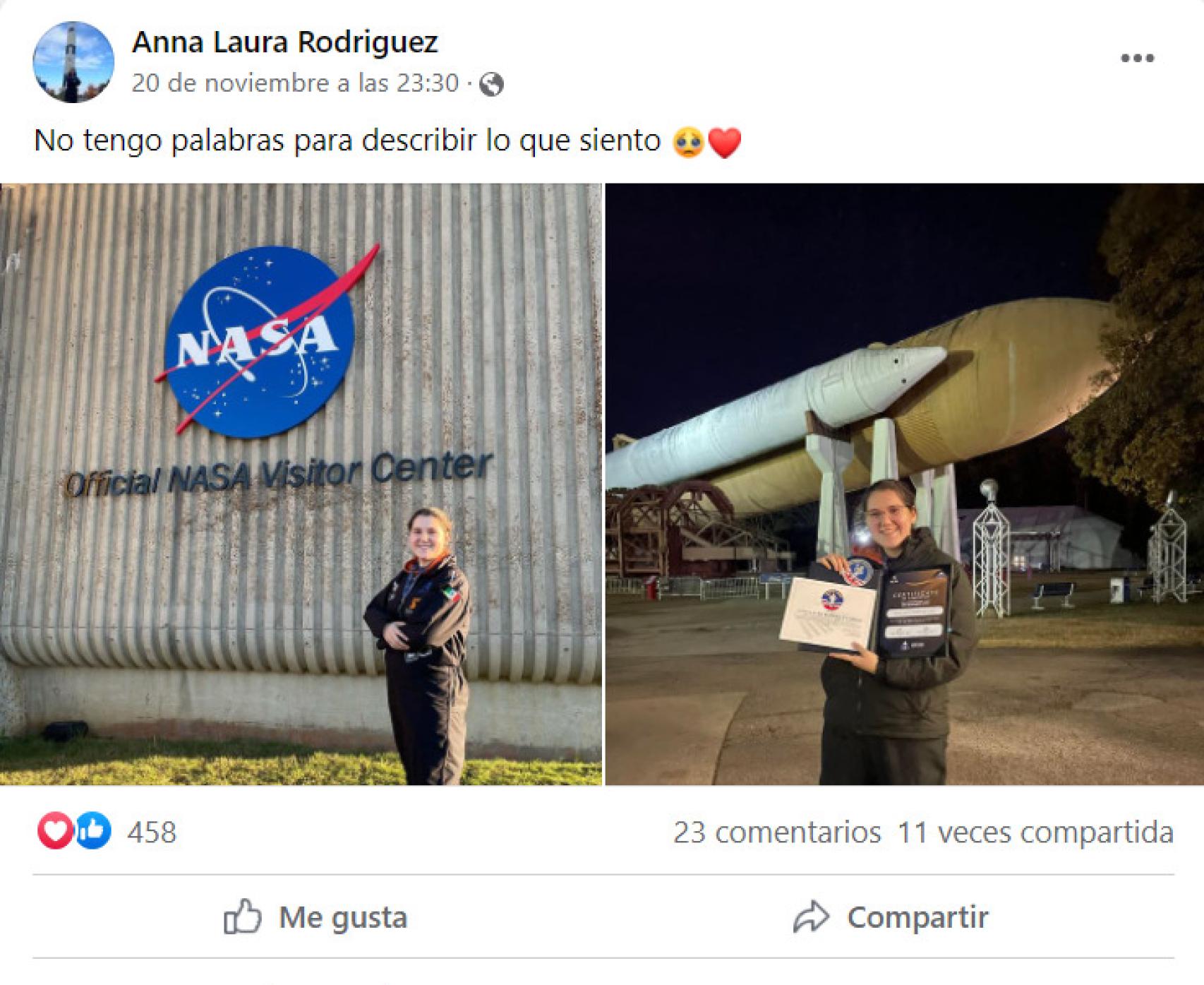 Un post de Anna Laura en Facebook.
