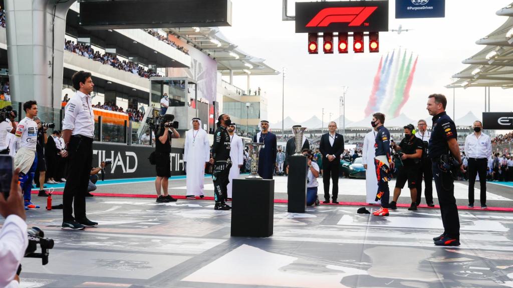 Toto Wolff y Lewis Hamilton, frente a frente con Christian Horner y Max Verstappen