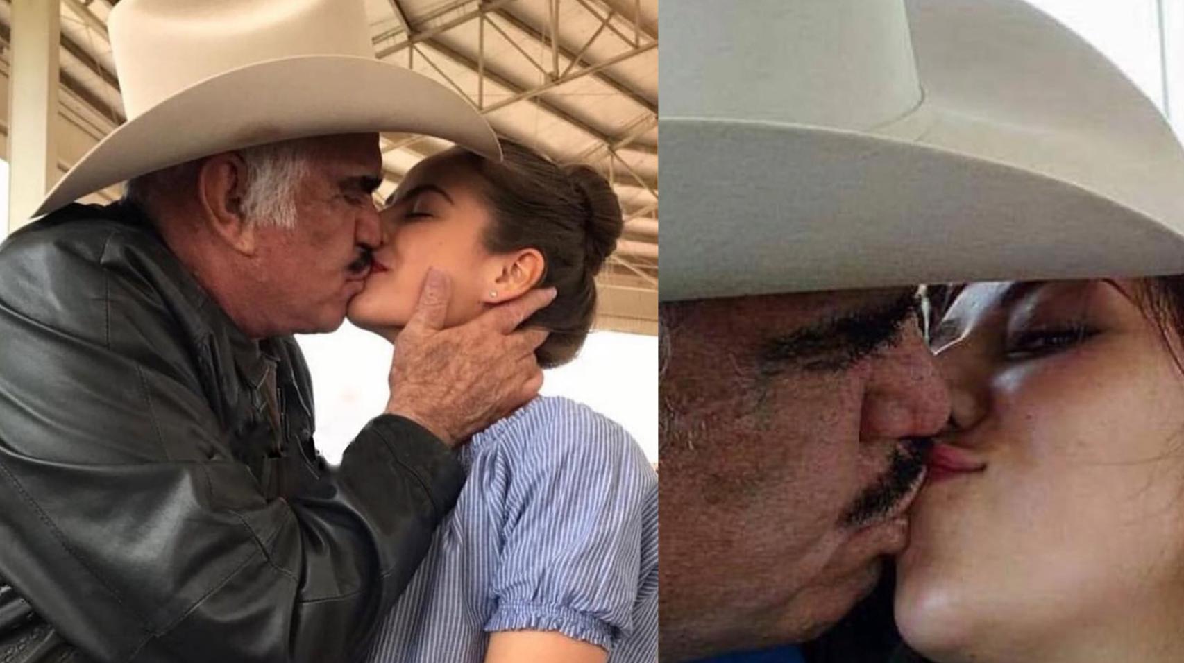 Algunos de los problemáticos besos de Vicente Fernández con fans en sus últimos años.