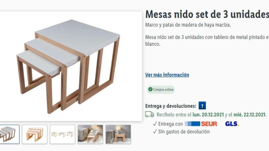Mesas nido set de 3 unidades del Lidl.