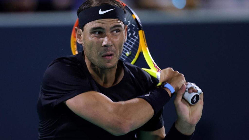 Rafa Nadal, durante la exhibición en Abu Dhabi.