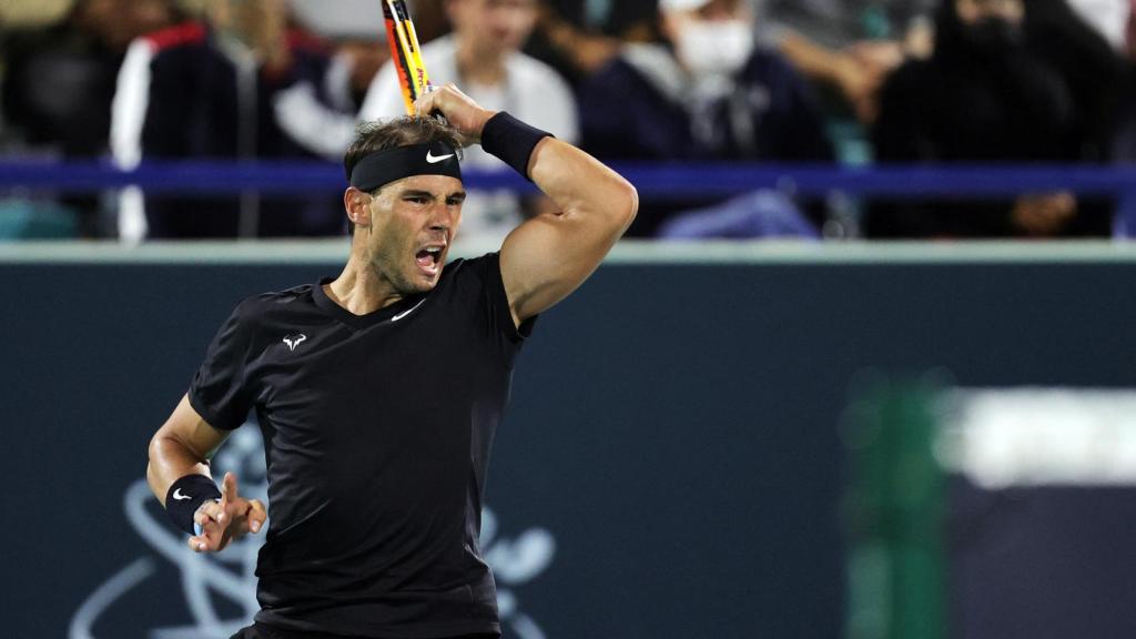 Rafa Nadal, durante la exhibición en el Mubadala World Tour.