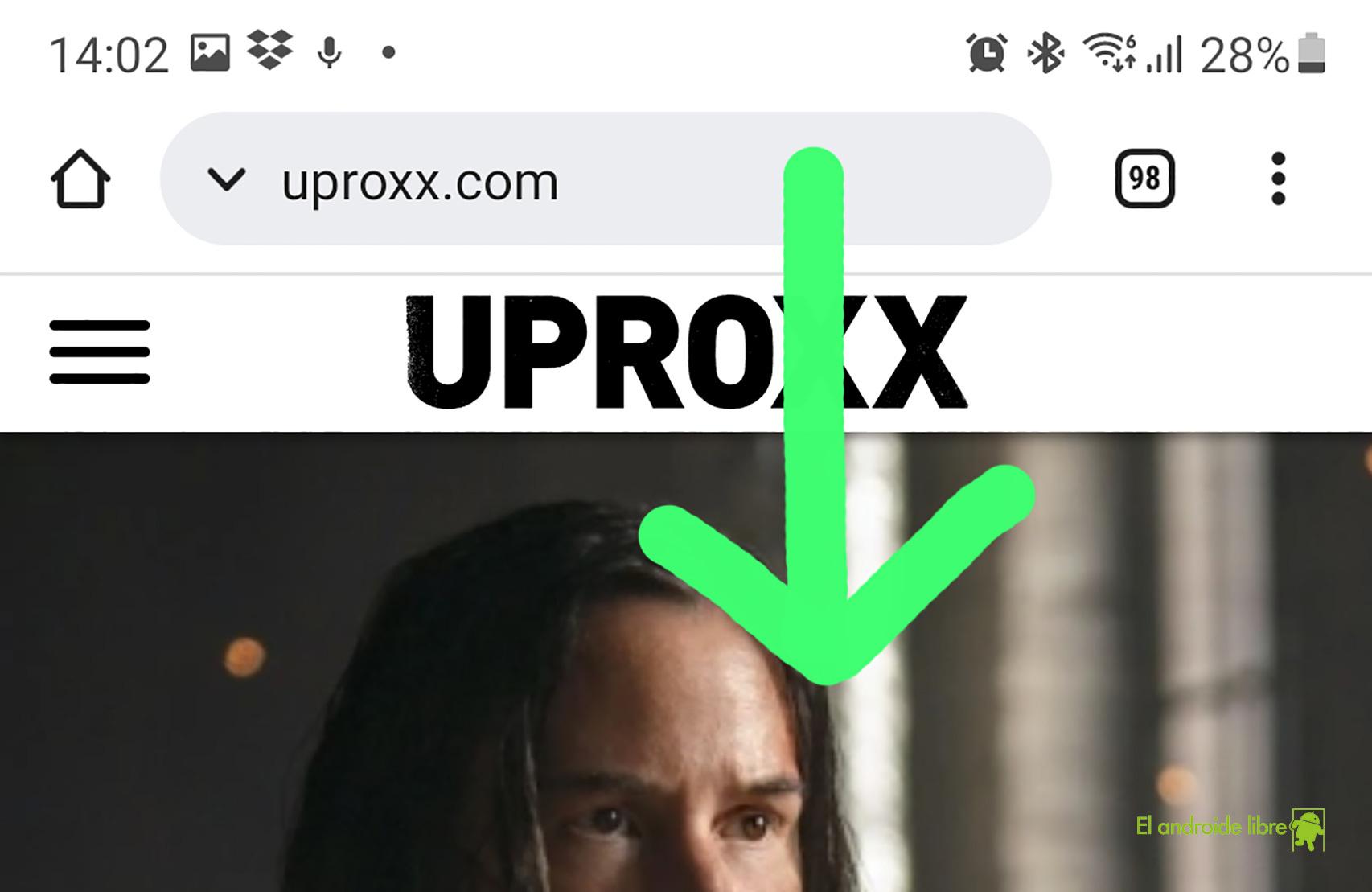 Haz un gesto hacia abajo en Chrome