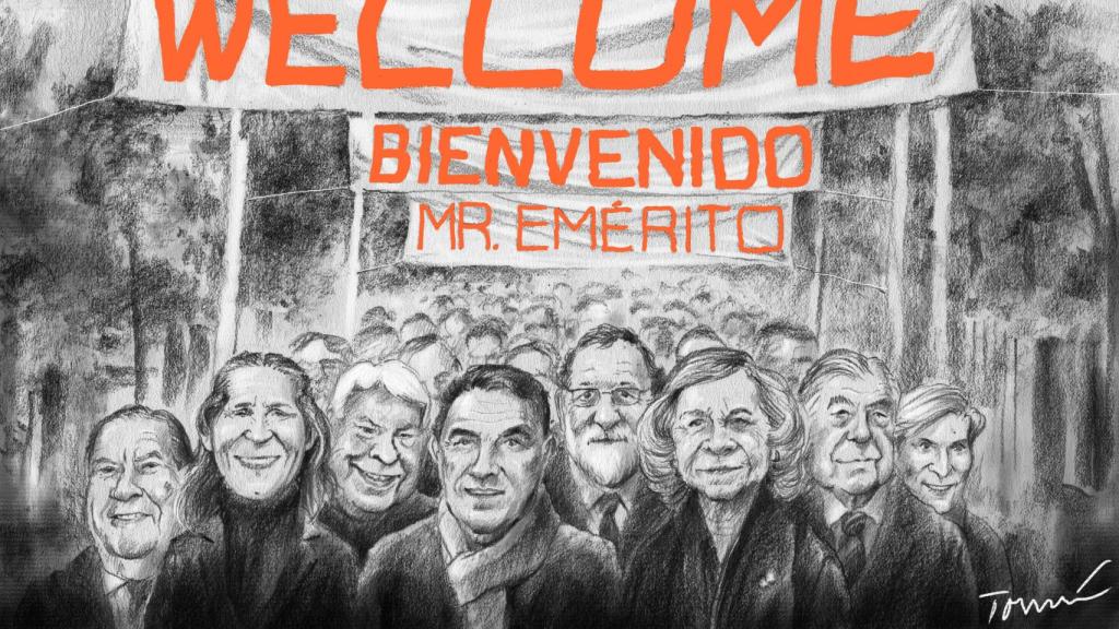 De izq. a dcha. : Vicente Boluda, infanta Elena, Felipe González, Pedro Campos, Mariano Rajoy, reina Sofía, Alberto Alcocer y María Zurita.