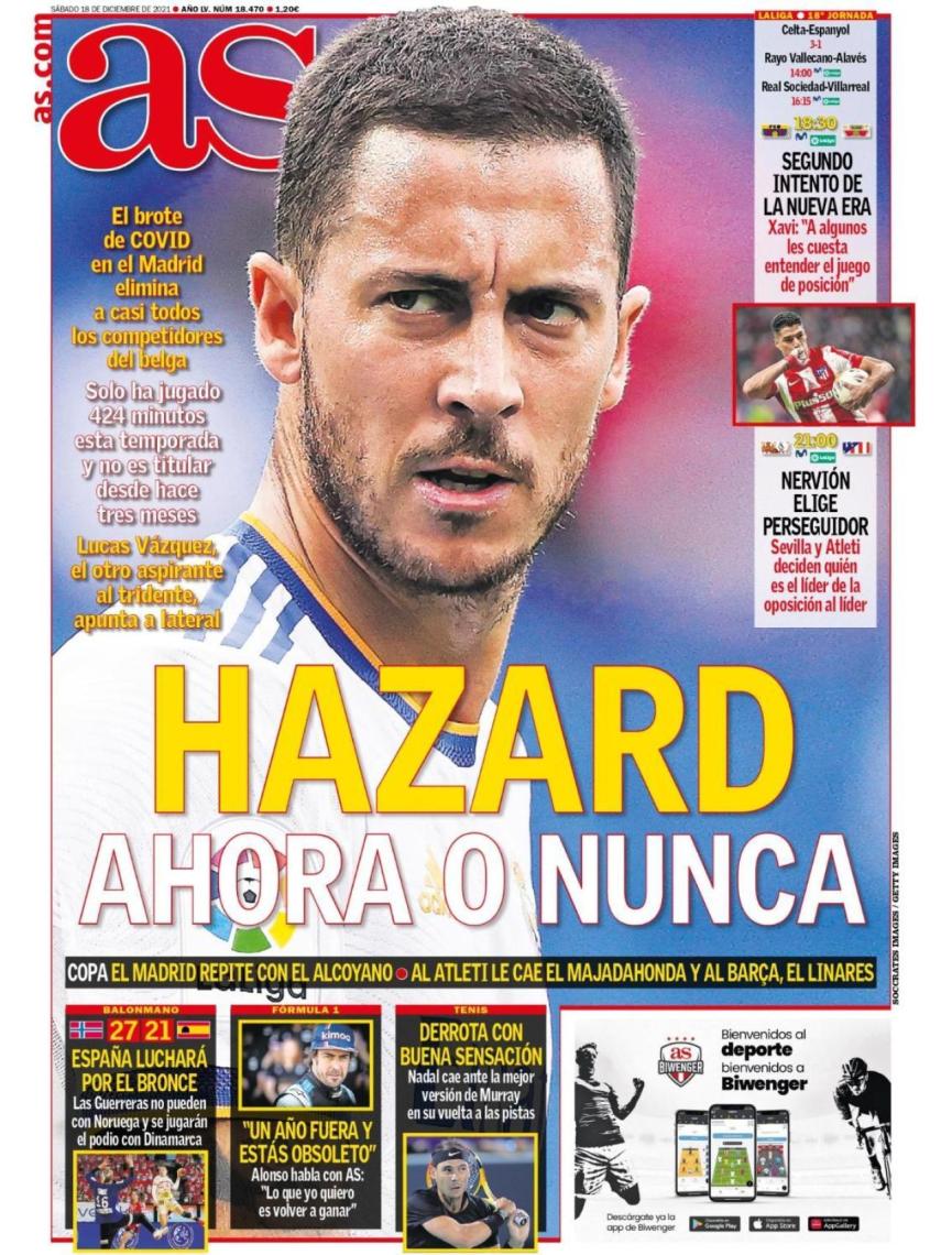 La portada del diario As (18/12/2021)