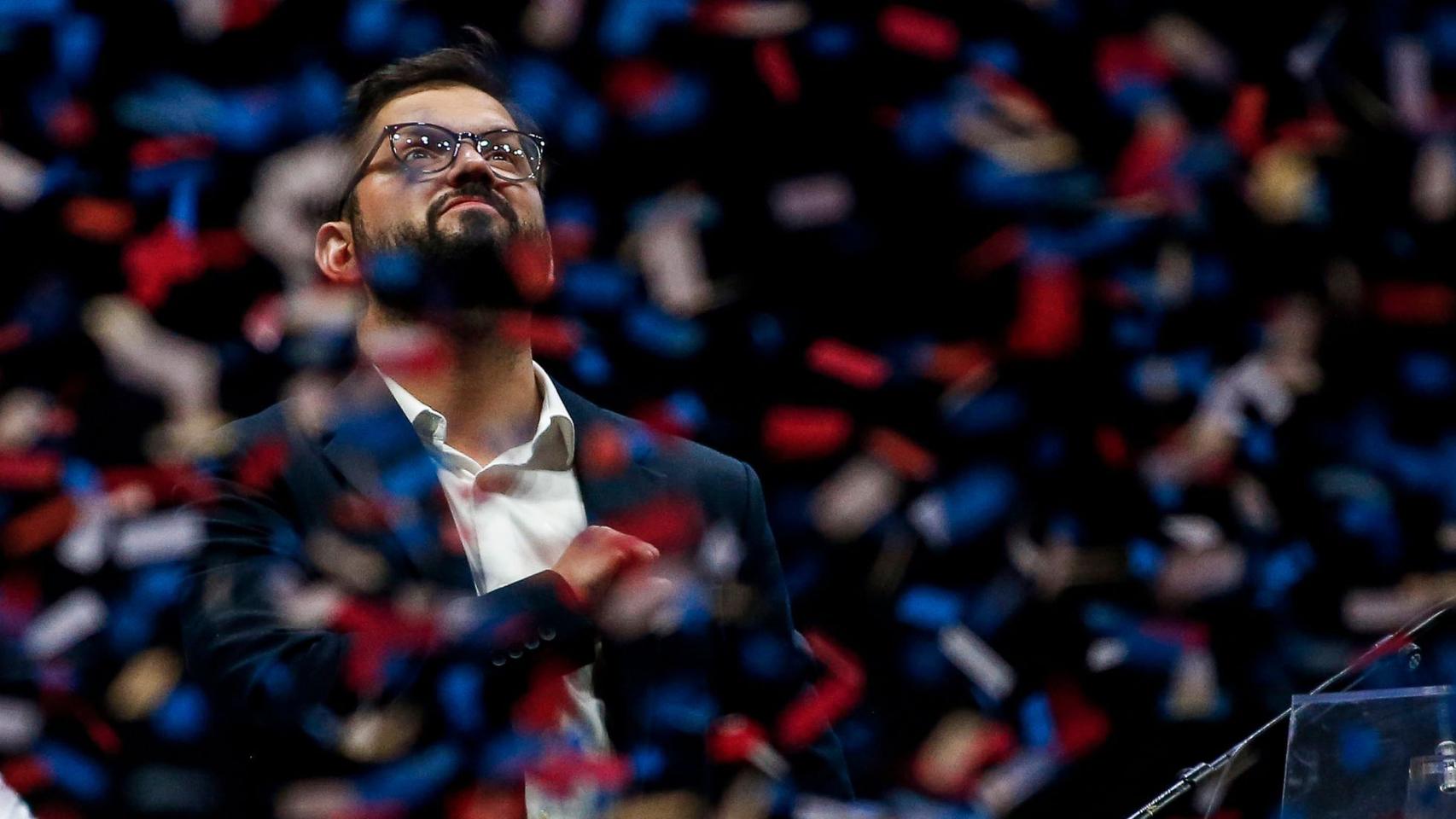 Gabriel Boric, en la celebración de la victoria electoral.