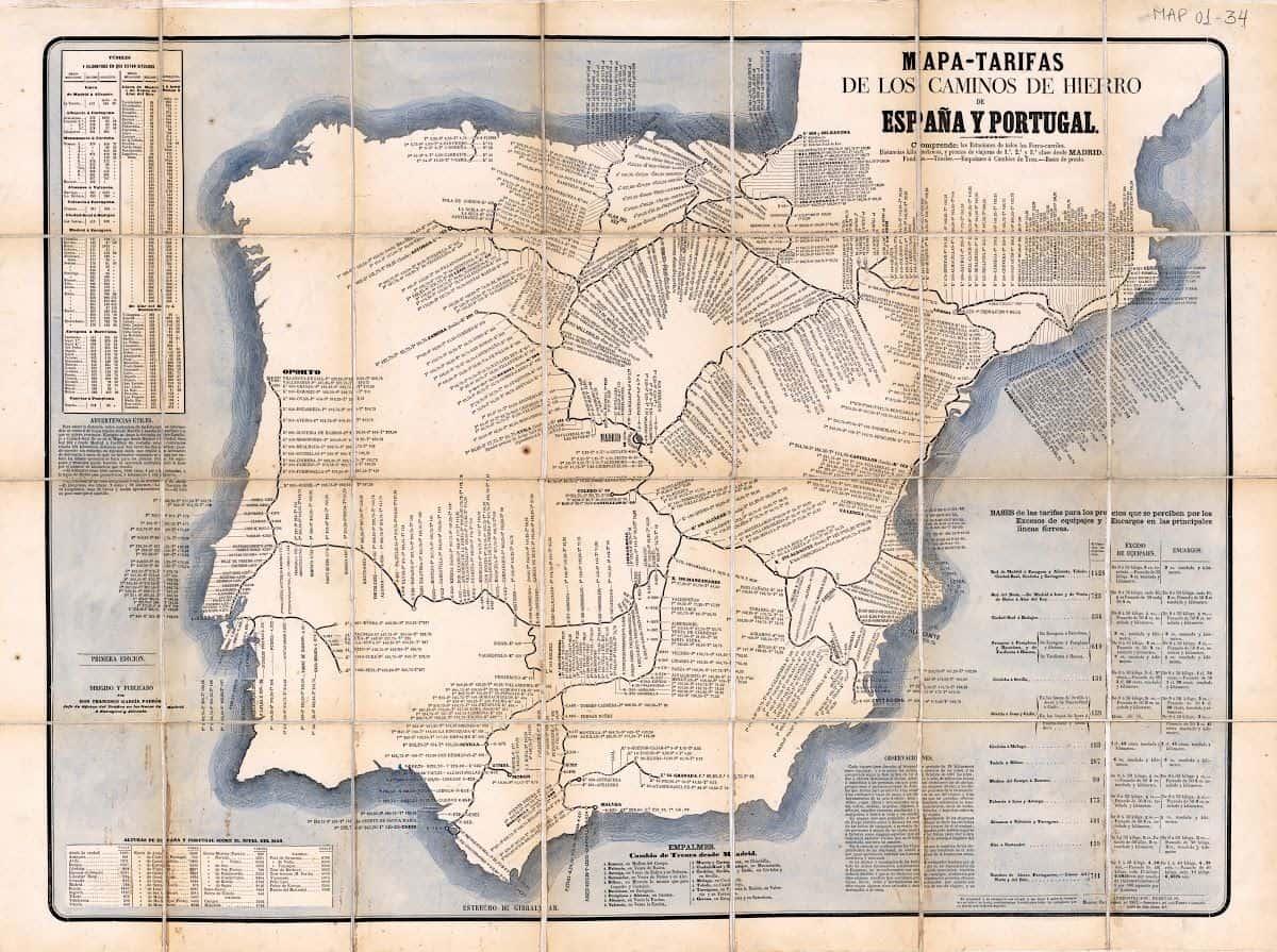 Maña de trenes de España, sin Galicia (1867)