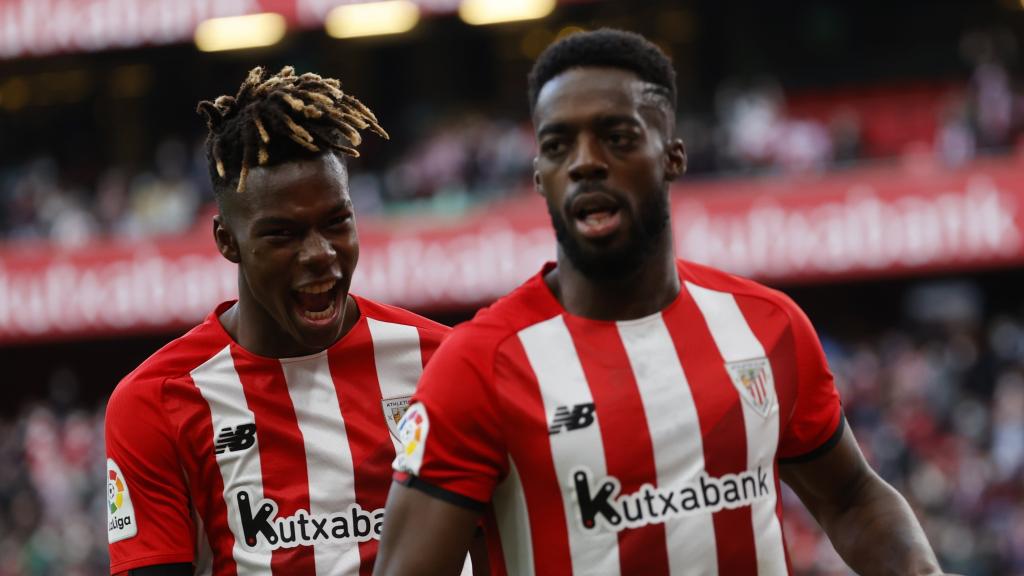 Nico e Iñaki Williams celebran un gol con el Athletic Club.