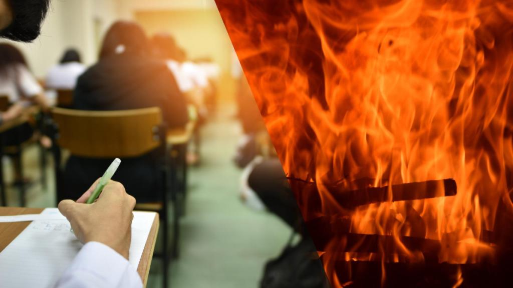 Pruebas de acceso a la universidad y las Hogueras de San Juan en Alicante.