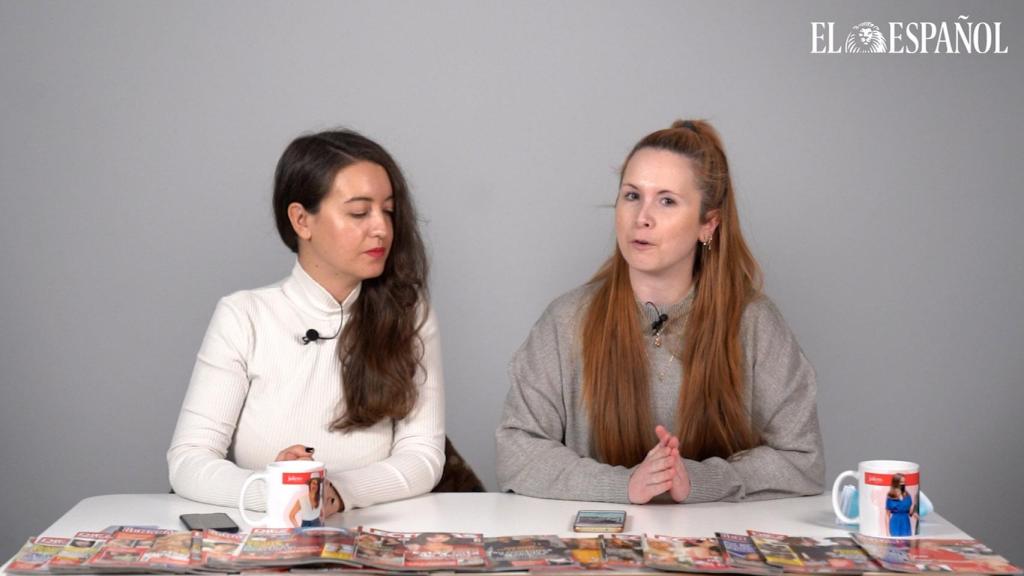 Cristina Rodrigo y Ane Olabarrieta en la grabación del kiosco rosa.