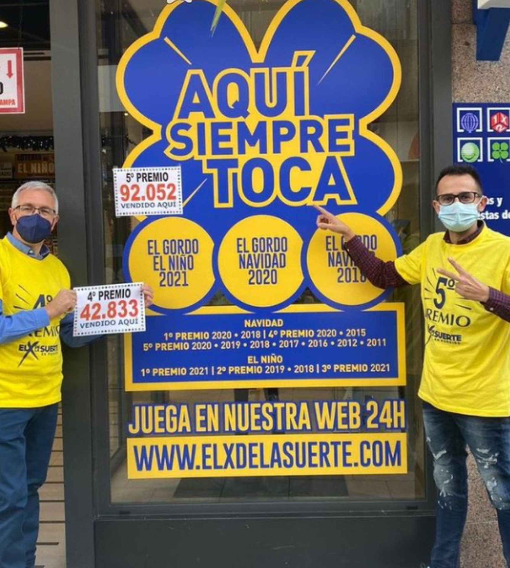 Imagen de la celebración tras recibir uno de los cuartos premios. Foto: @elxdelasuerte