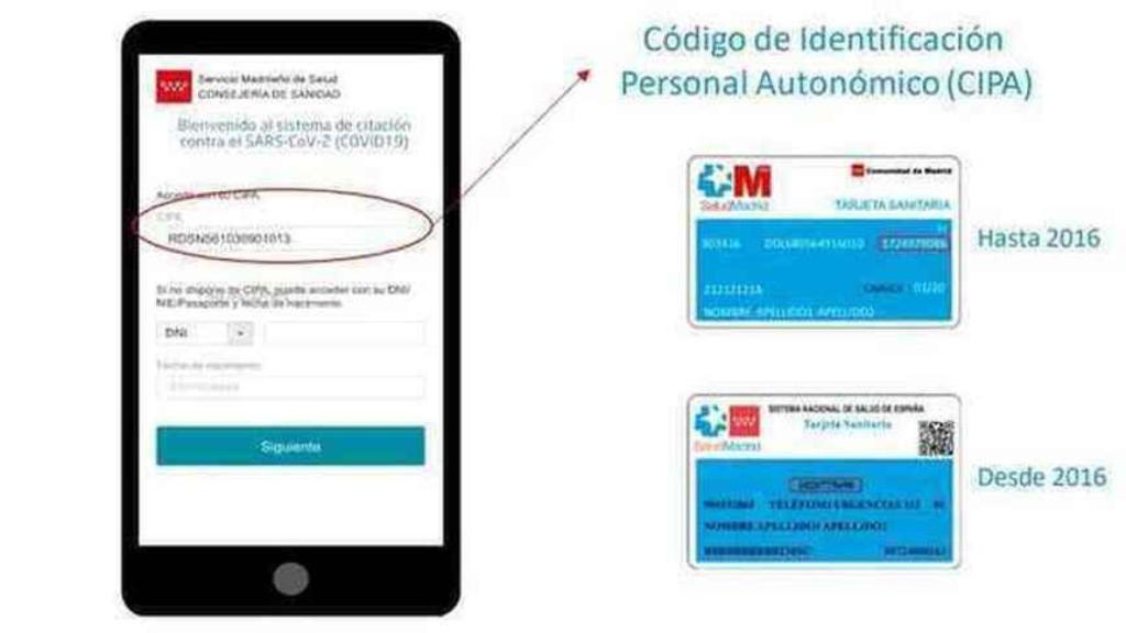 Autocita en Madrid para vacunarse contra la Covid.