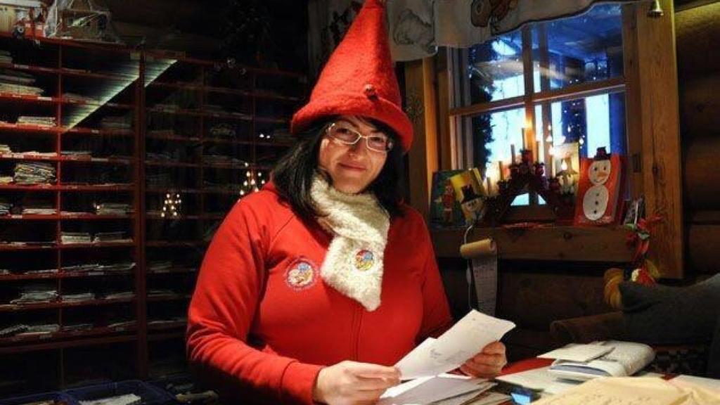 Cristina en la oficina de Papá Noel.