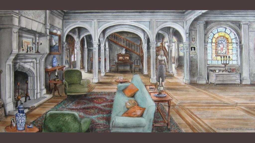 Arriba, el primer boceto que hizo de la casa de 'Los otros'. Abajo, su segunda versión, que fue la que Amenábar aceptó.