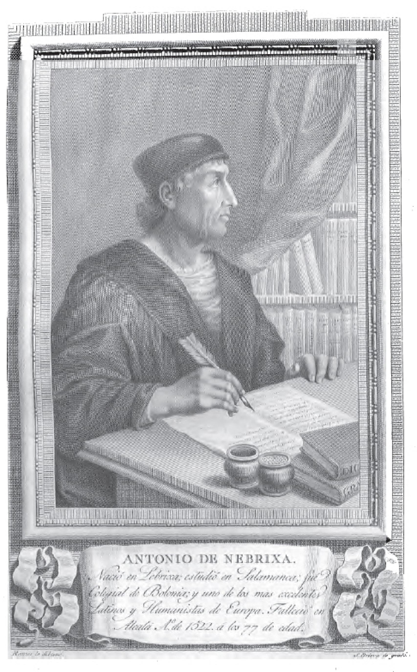 Antonio de Nebrija en un grabado de la colección de «Retratos de los españoles ilustres».