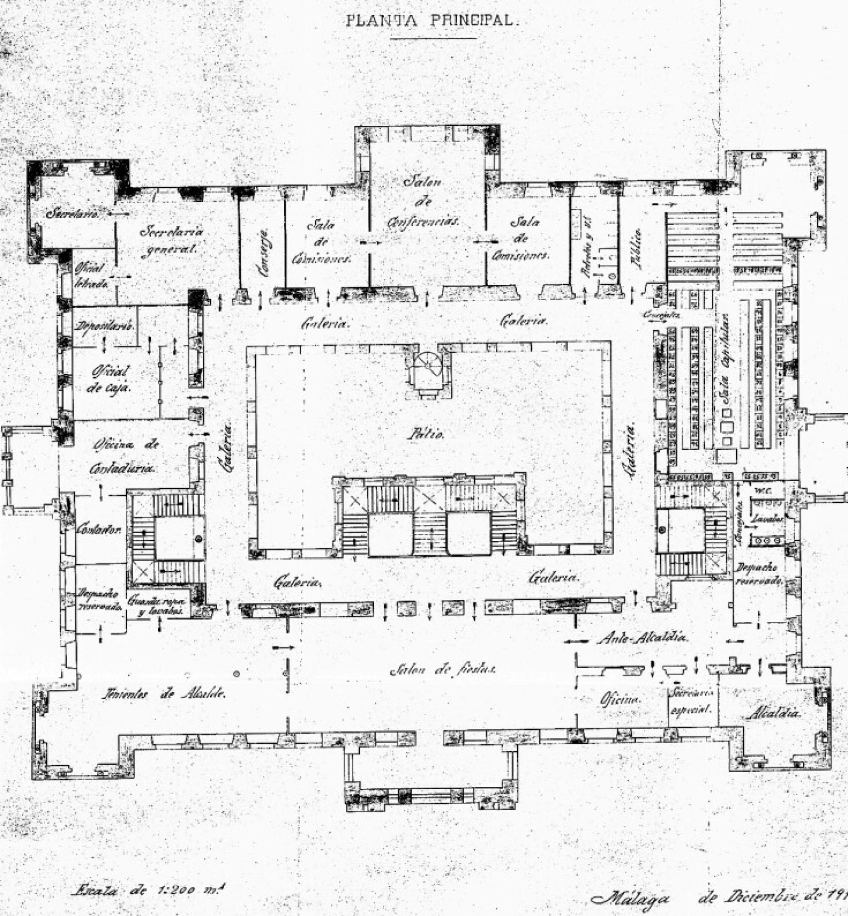 Plano original de la planta principal del edificio.