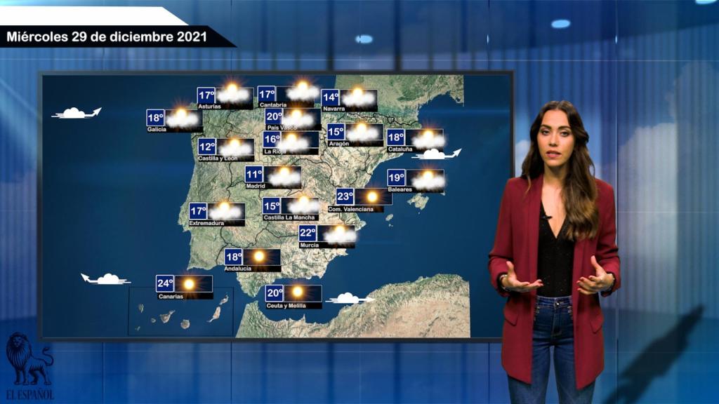 El tiempo del miércoles 29 de diciembre.