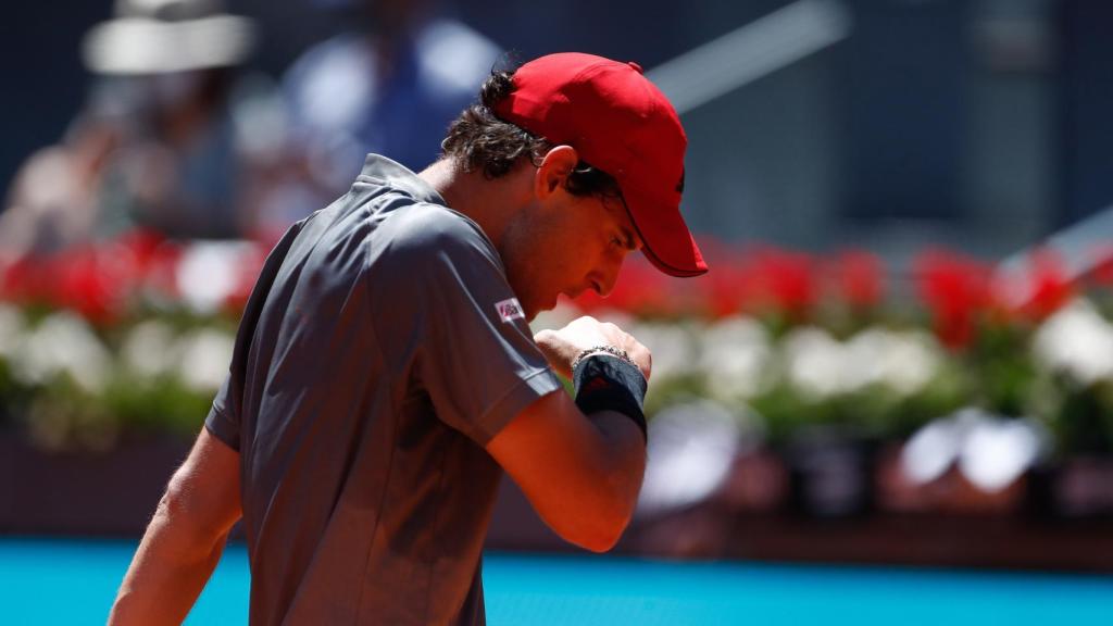 Dominic Thiem se lamenta tras un punto en el Mutua Madrid Open