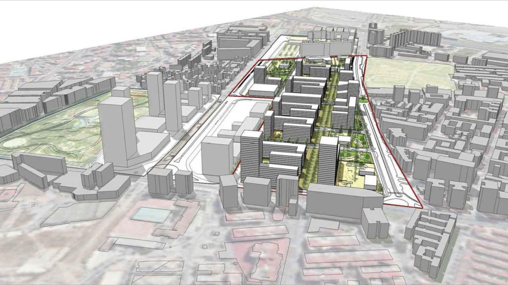Ordenación estudiada para el nuevo barrio de San Rafael.
