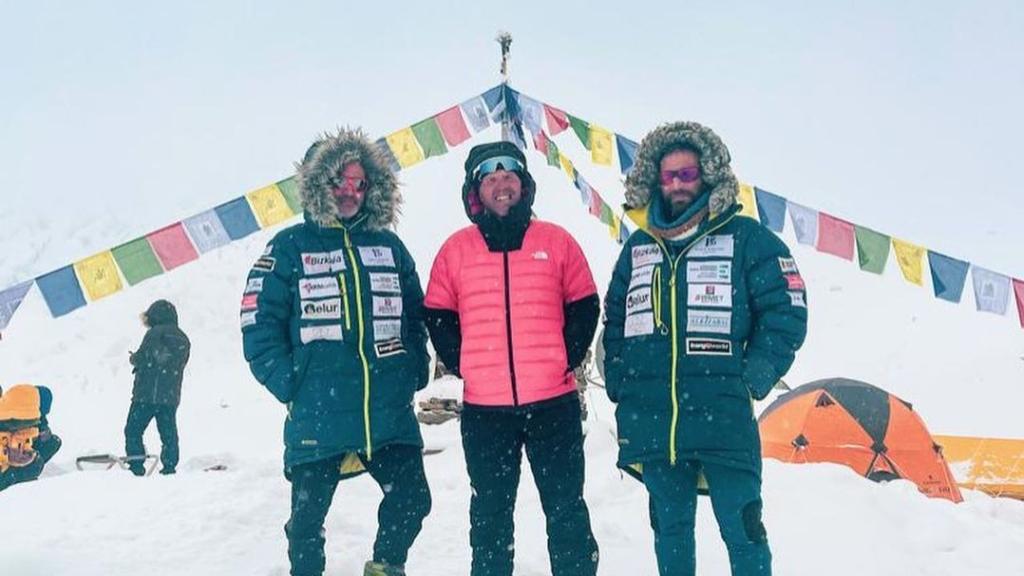 Alex Txikon junto a Simone Moro y Eneko Garamendi