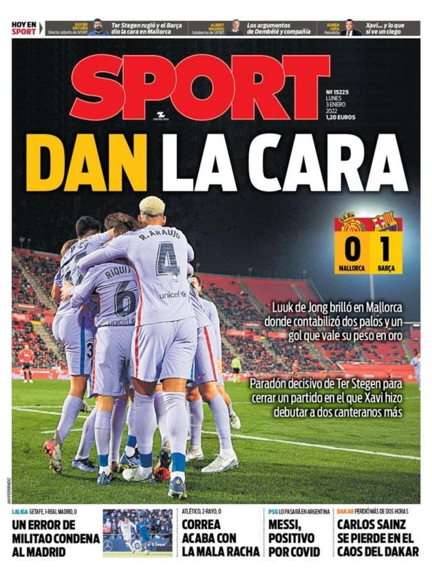 La portada del diario Sport (03/01/2022)