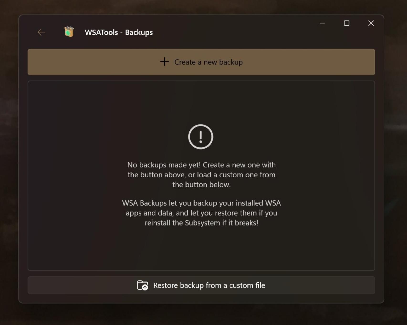 Gestión de copias de seguridad en WSATools