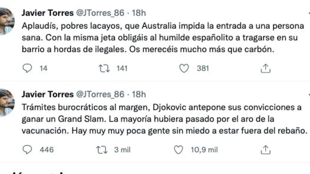 Tweets del encargado de comunicación de Vox en el Congreso.