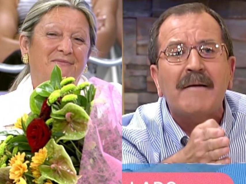 Los padres de Mónica 'La Virgen' en los platós de televisión en montaje de EL ESPAÑOL.