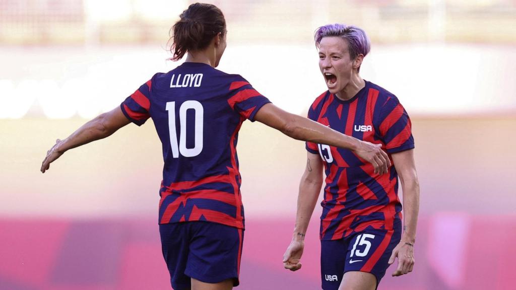 Megan Rapinoe celebrando un gol con la selección estadounidense femenina de fútbol