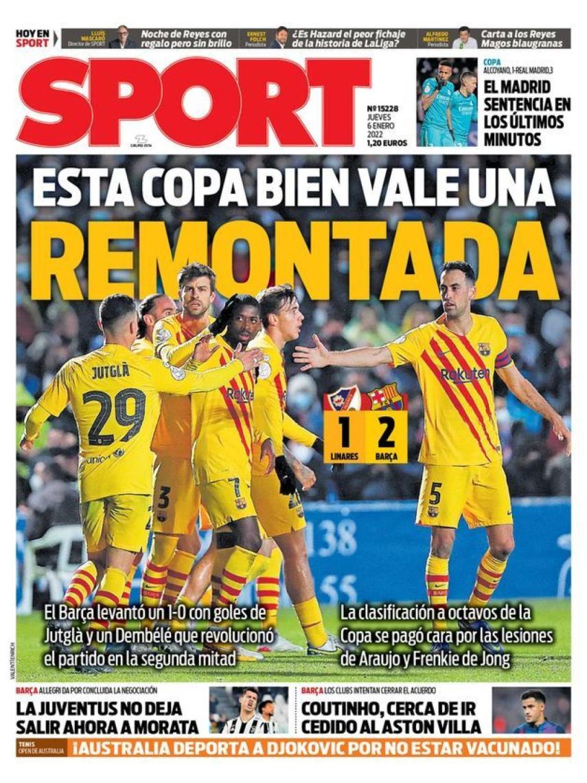 La portada del diario Sport (06/01/2022)