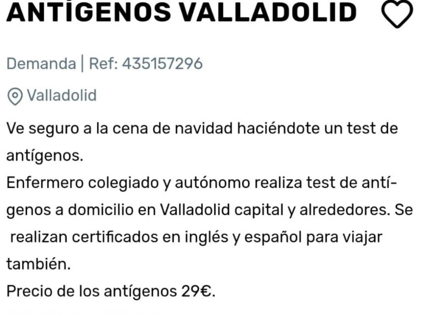 Antígenos a domicilio