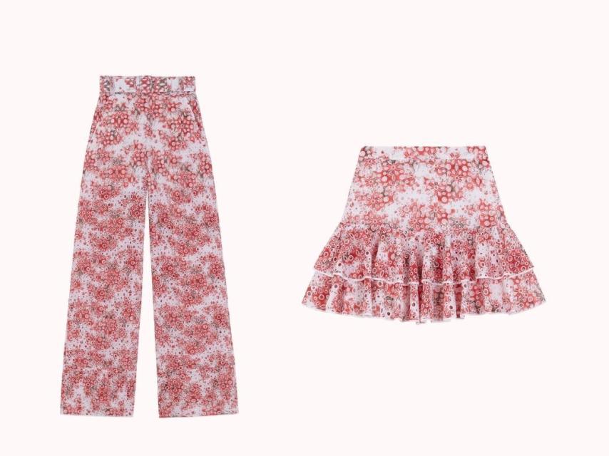 Dos diseños de Charo Ruiz. Pantalones Brigid (199 euros) y Falda corta Natalie (169 euros).